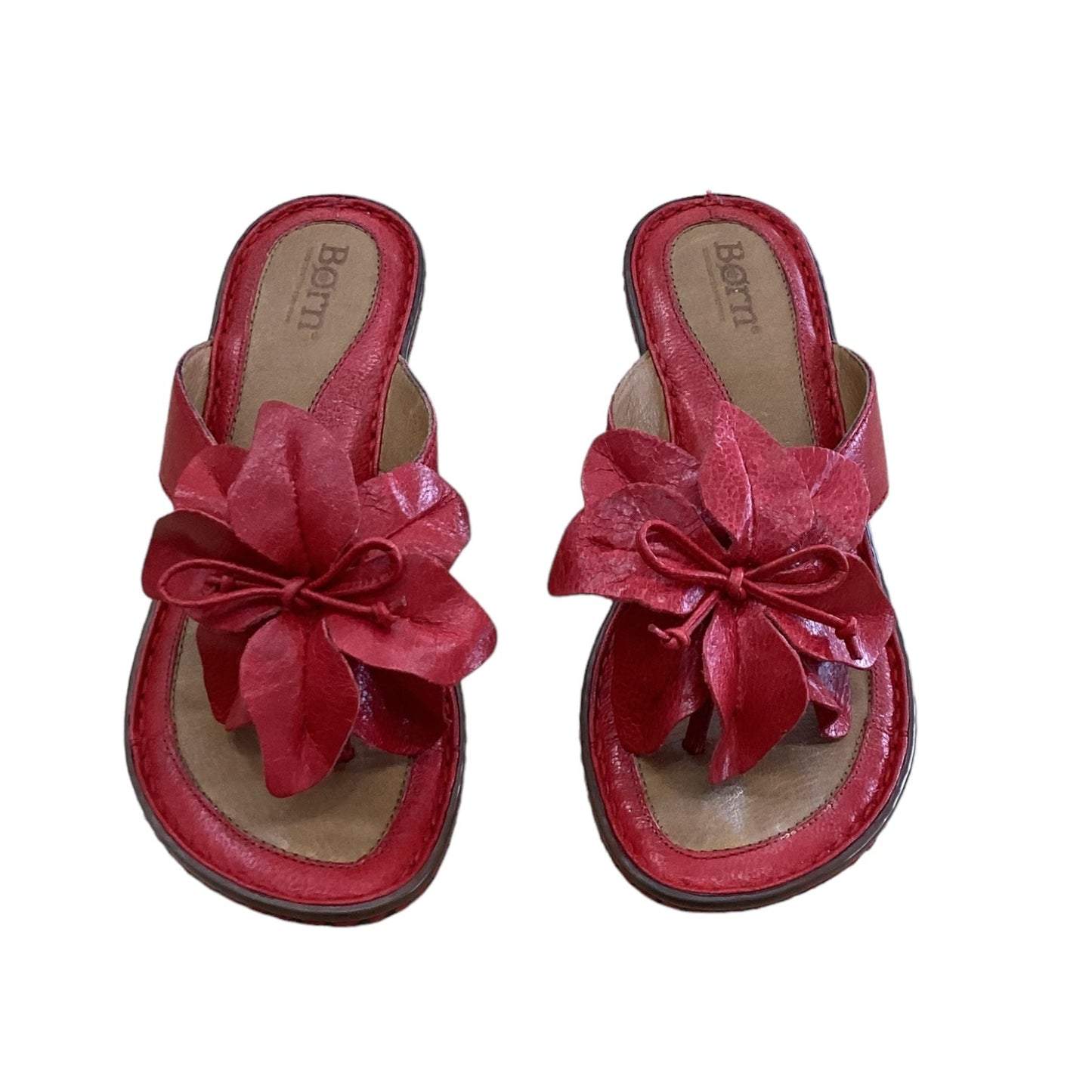 Red Sandals Heels Wedge Born, Size 6