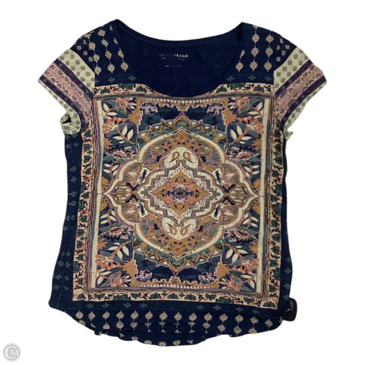 Top Short Sleeve By Lucky Brand In Blue & Brown, Size: L