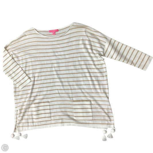 Top Long Sleeve Designer By Lilly Pulitzer In Cream & Tan, Size: M