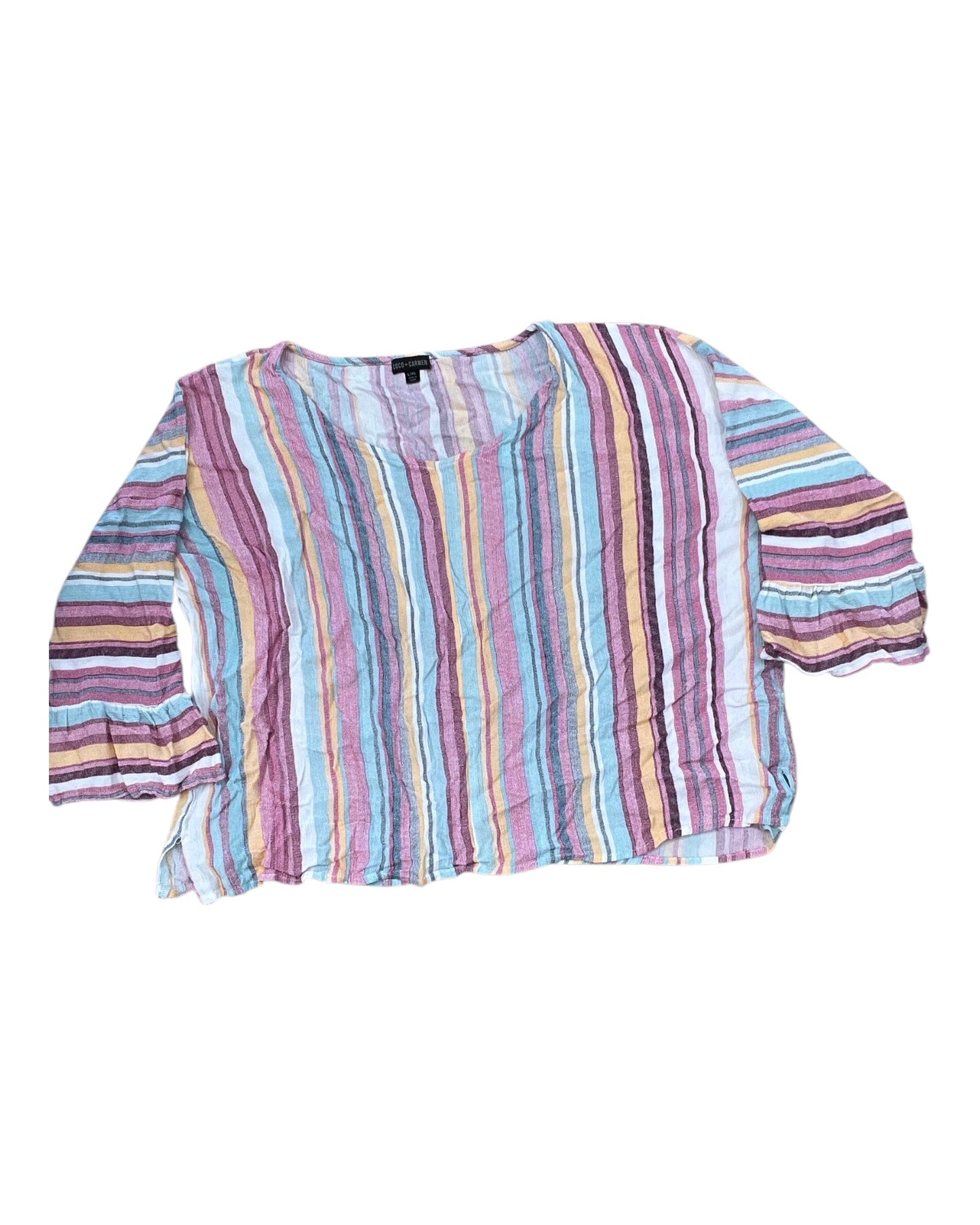 Top 3/4 Sleeve By Coco And Carmen In Pink, Size:L