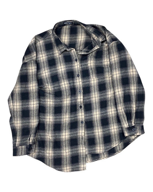 Blouse Ls By Shein In Black & Tan, Size:L