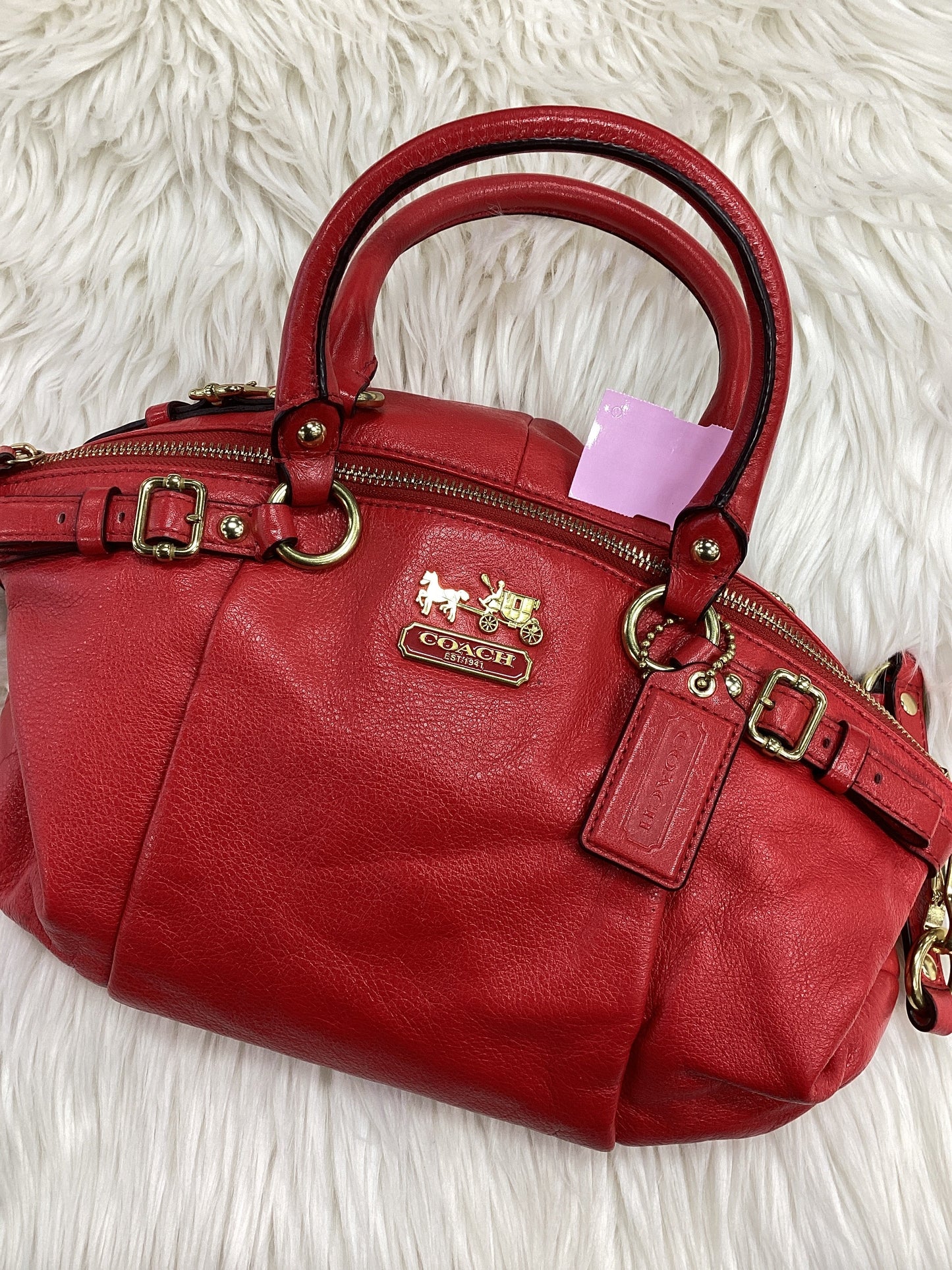 Handbag Designer By Coach In Red, Size:Medium