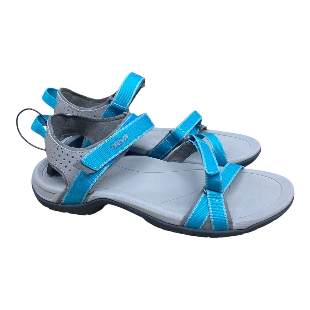 Sandals Flats By Teva In Blue & Grey, Size:8