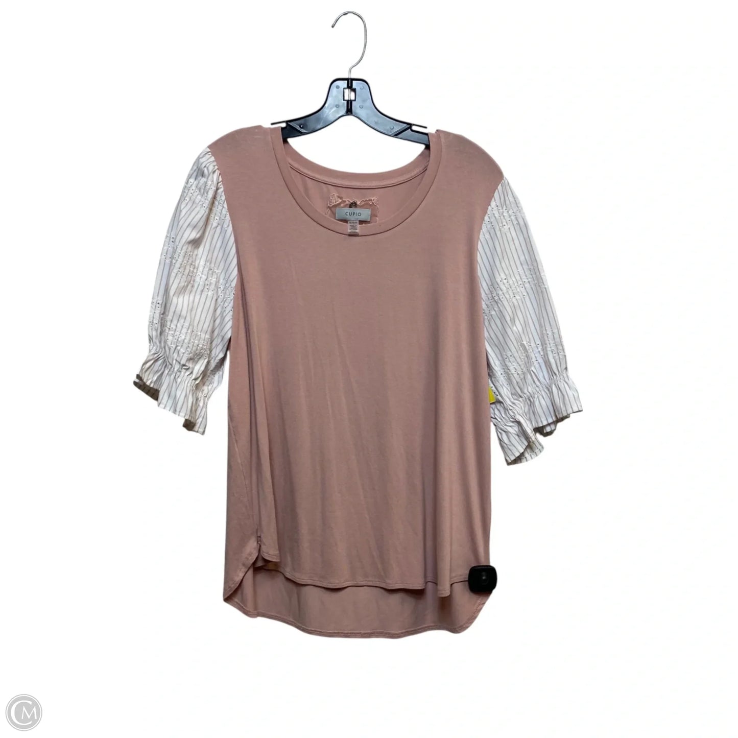 Top Short Sleeve By Cupio In Pink & White, Size: Xl