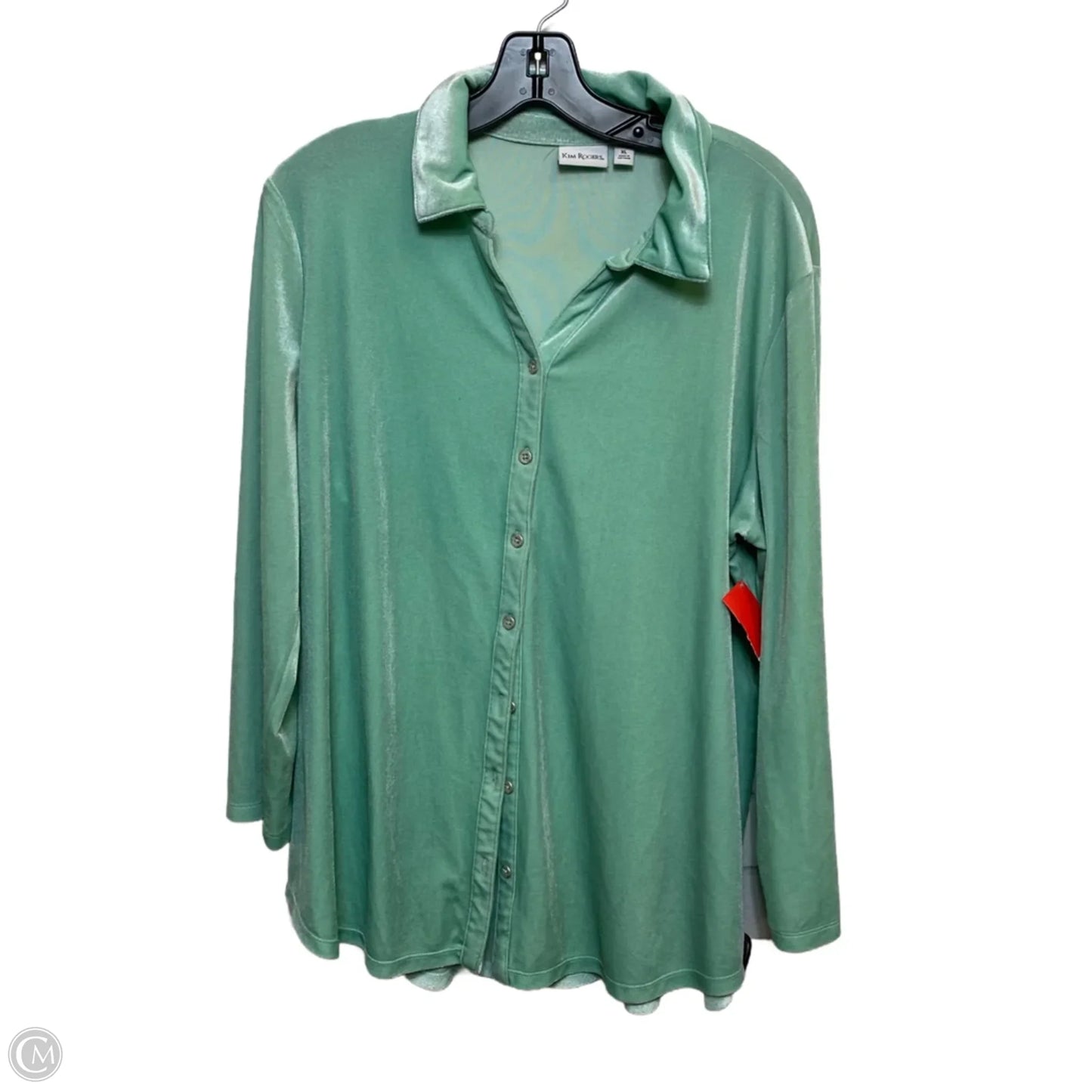 Top Long Sleeve By Kim Rogers In Green, Size: Xl