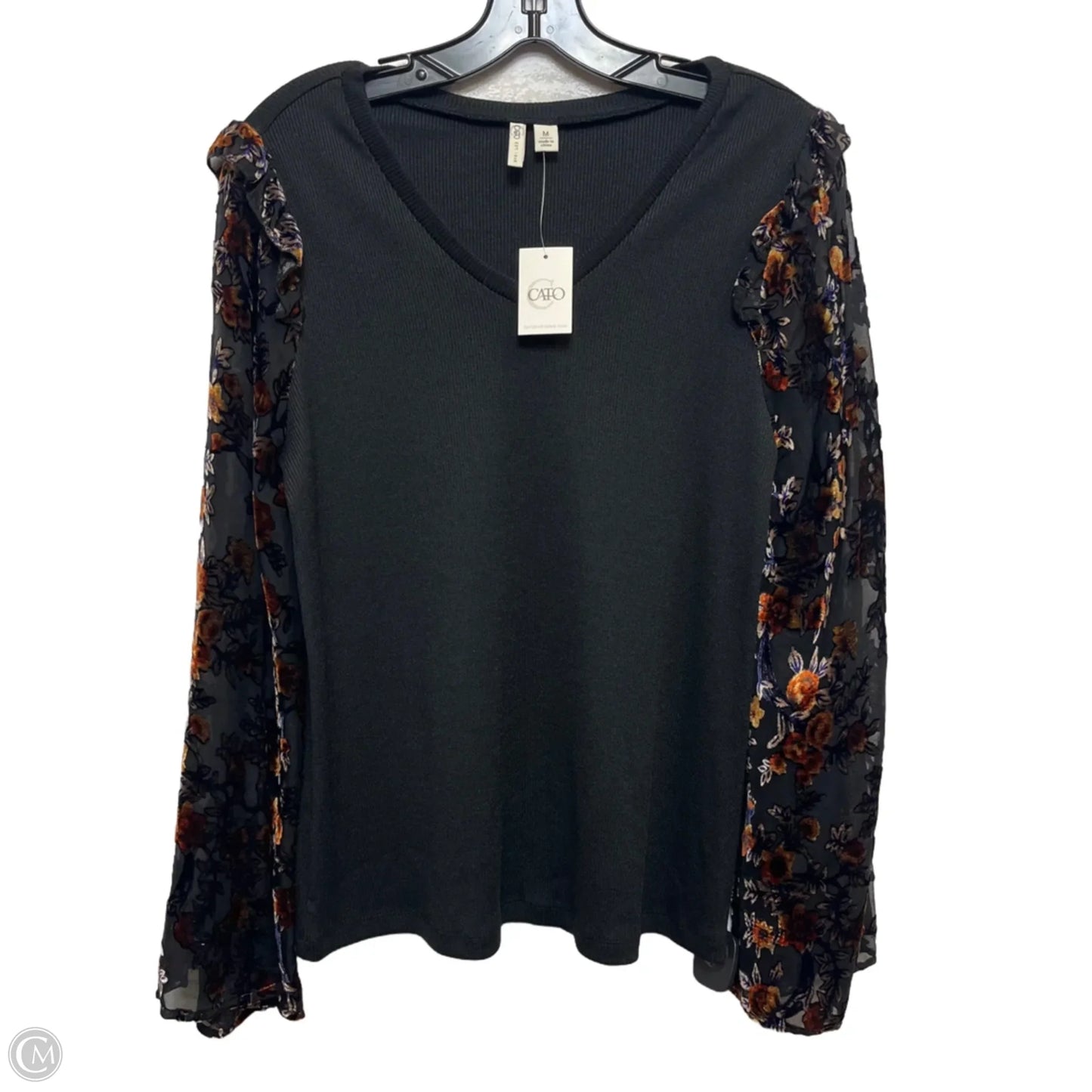 Top Long Sleeve By Cato In Black, Size: M