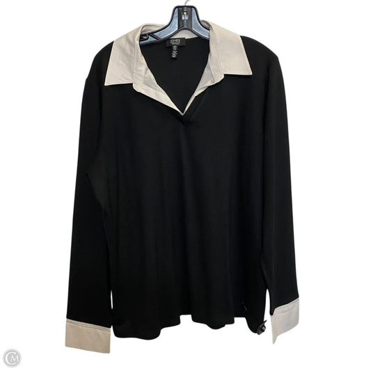 Top Long Sleeve By Jones New York In Black & White, Size: Xl