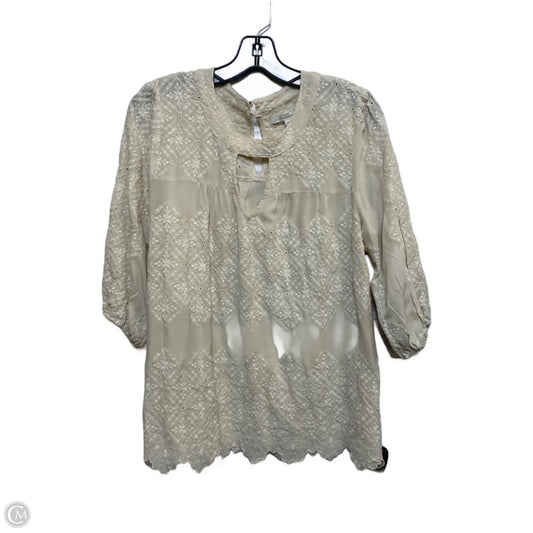 Top 3/4 Sleeve Designer By Johnny Was In Tan, Size: M