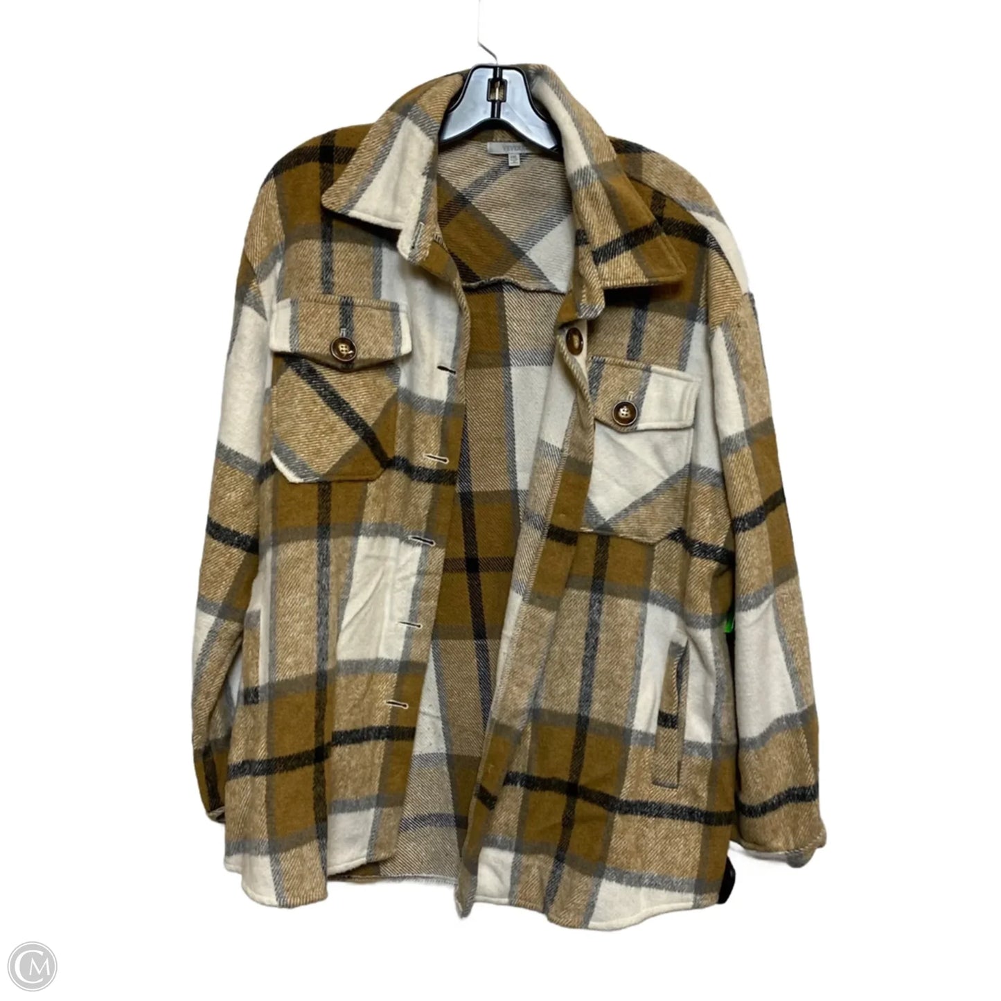 Jacket Shirt By Veveret In Brown, Size: 3x
