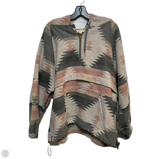 Sweatshirt Hoodie By Main Strip In Grey & Pink, Size: 1x