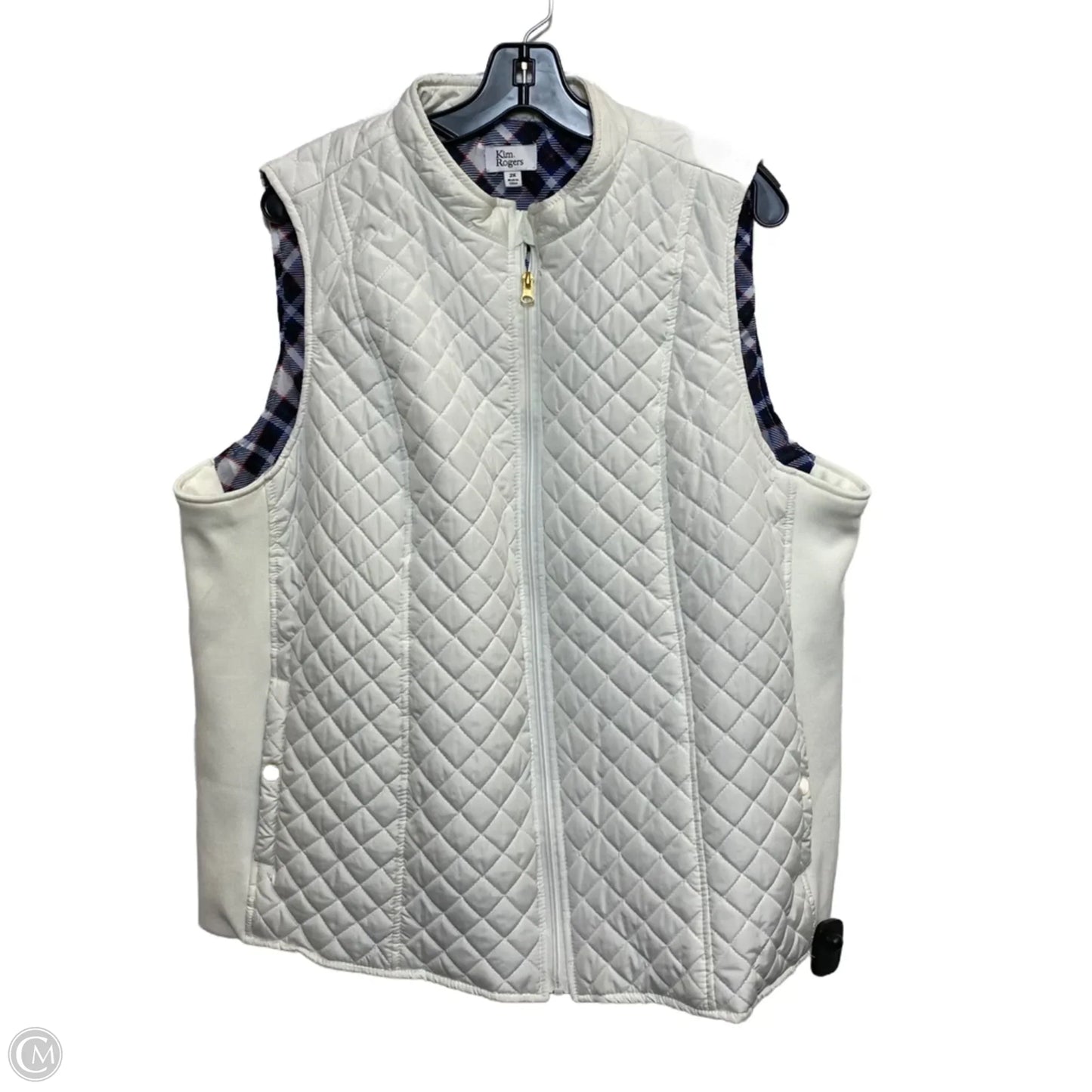 Vest Puffer & Quilted By Kim Rogers In White, Size: 2x