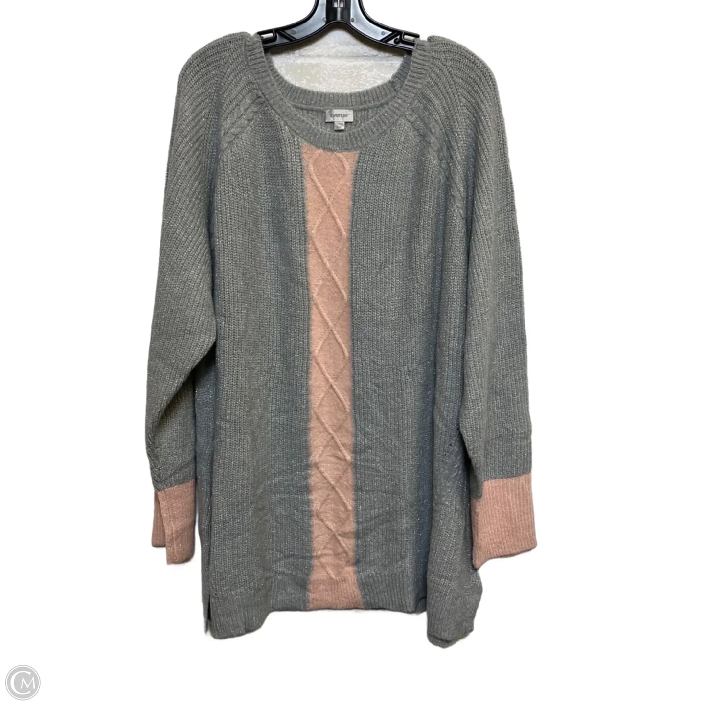 Sweater By Avenue In Grey & Pink, Size: 4x
