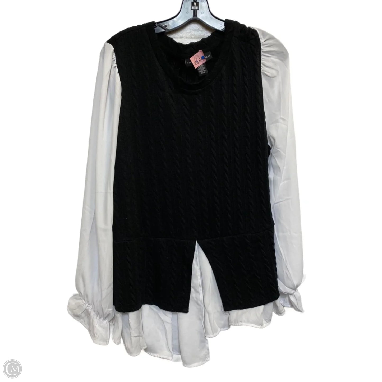 Top Long Sleeve By Ashley Stewart In Black & White, Size: 1x