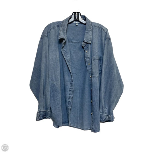 Top Long Sleeve By Seven 7 In Blue Denim, Size: Xl
