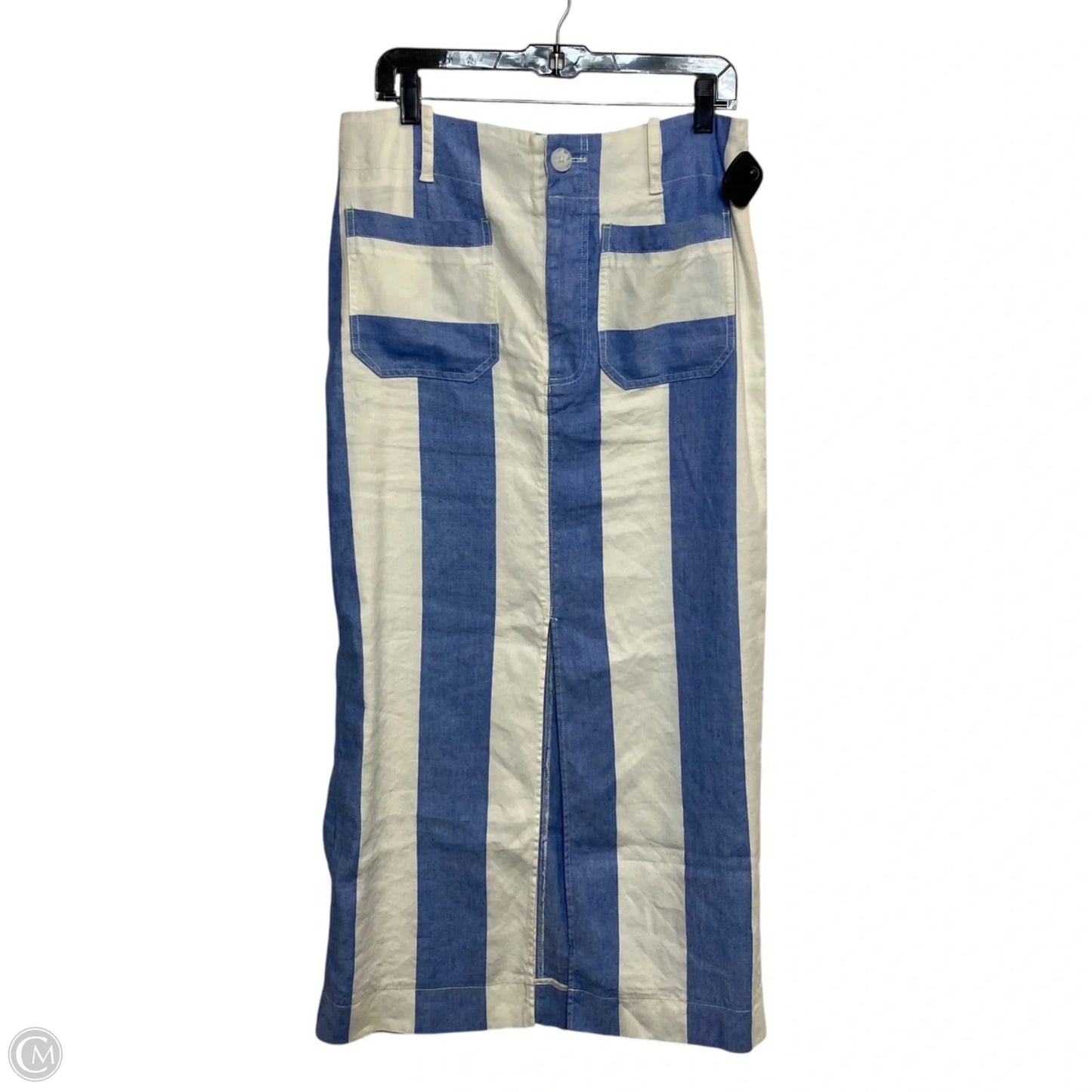 Skirt Midi By Anthropologie In Blue & White, Size: M