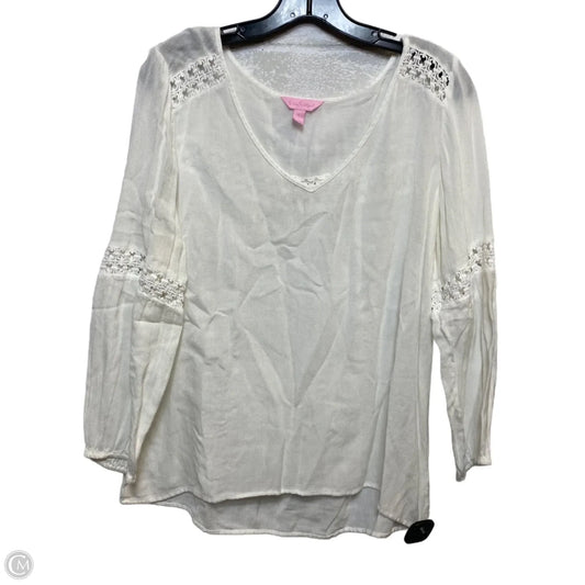 Top Long Sleeve Designer By Lilly Pulitzer In Cream, Size: L