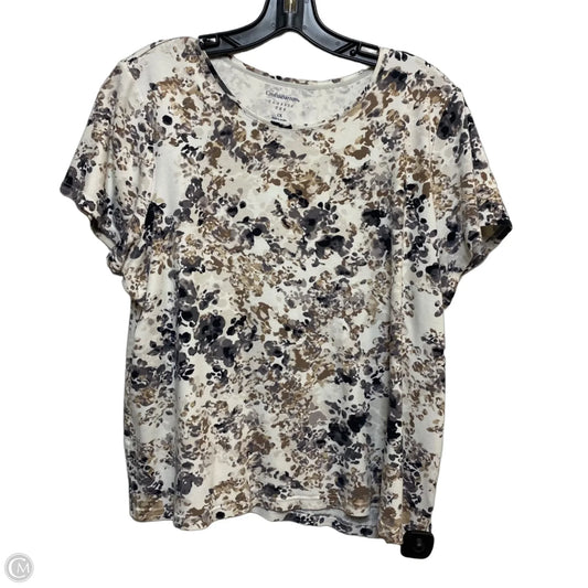 Top Short Sleeve Basic By Croft And Barrow In Cream, Size: 1x