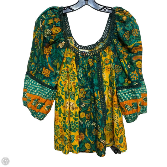 Top Short Sleeve Designer By Farm Rio In Teal, Size: Xs