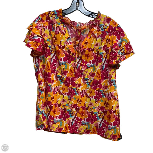 Top Short Sleeve By Shein In Orange & Pink, Size: 1x