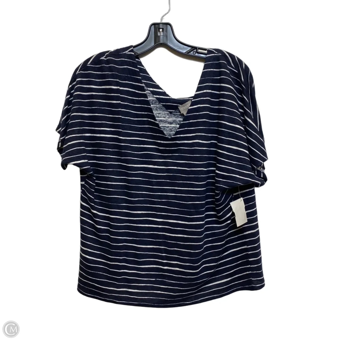 Top Short Sleeve By Chicos In Navy, Size: M