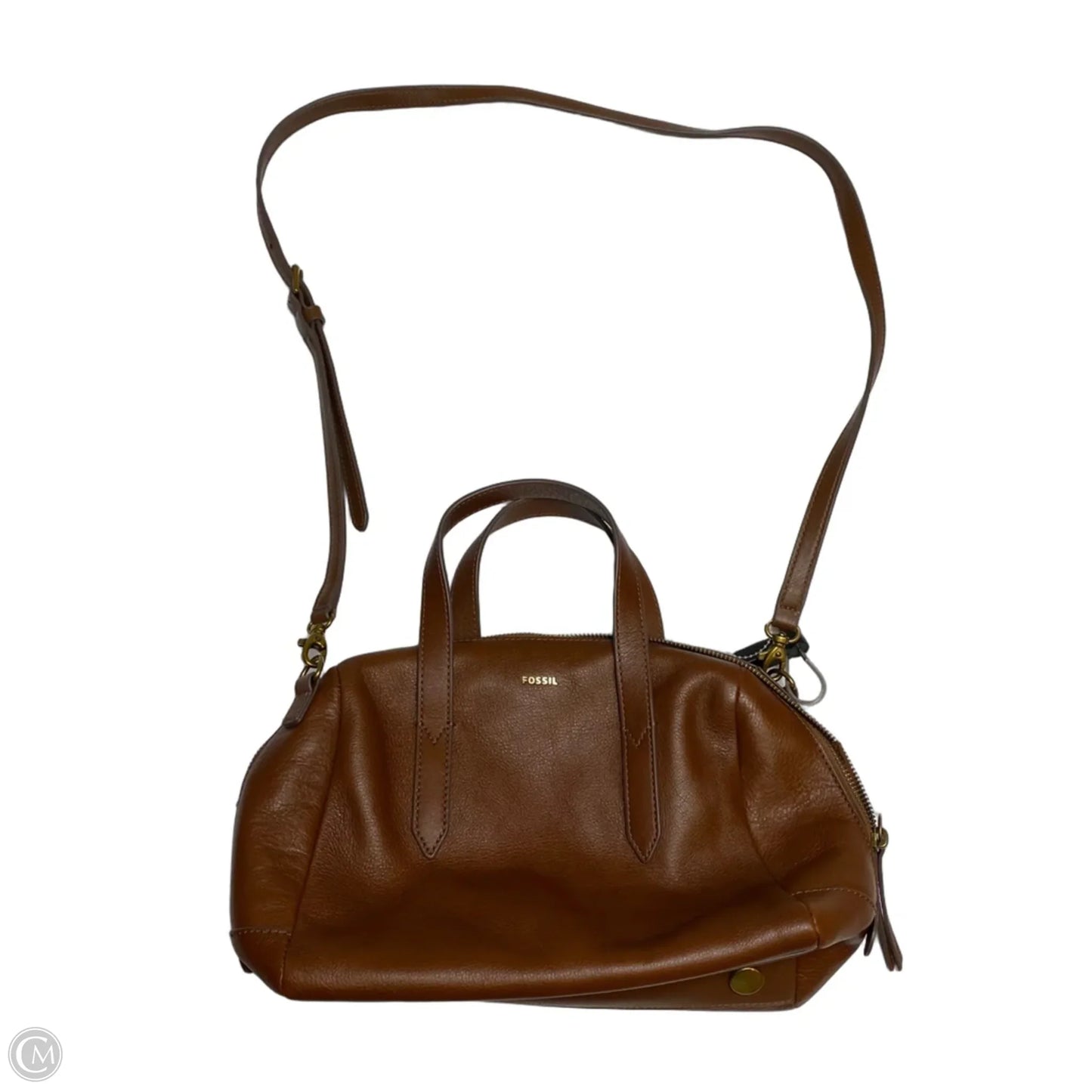 Handbag Leather By Fossil, Size: Medium