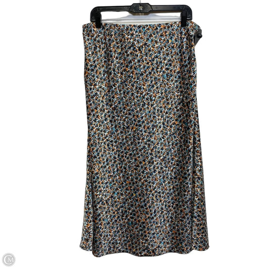 Skirt Midi By Loft In Black & Blue, Size: L