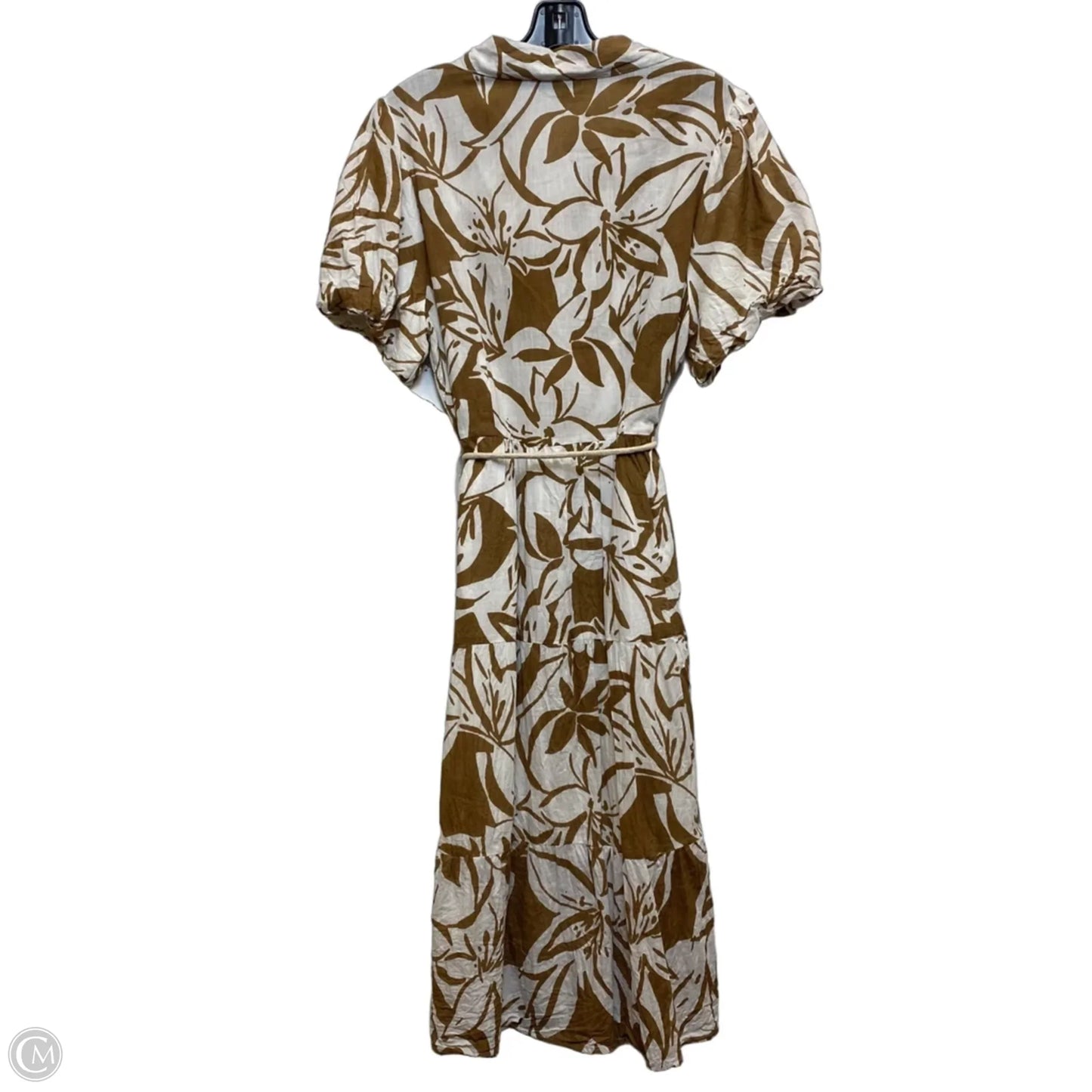 Dress Casual Midi By Mlle Gabrielle In Brown & Cream, Size: L