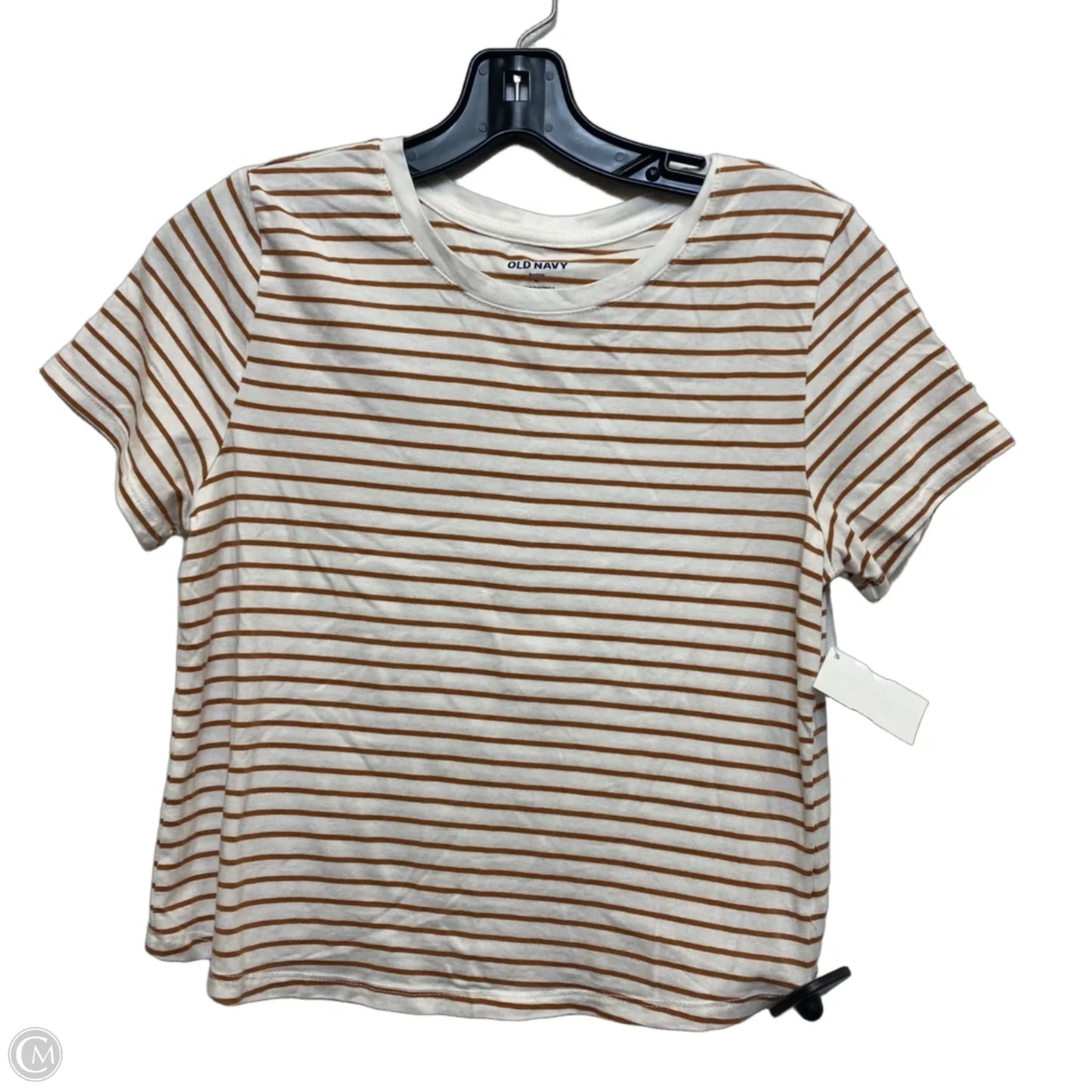 Top Short Sleeve Basic By Old Navy In Brown & White, Size: M