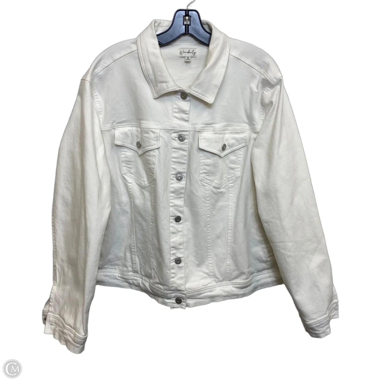 Jacket Denim By Wonderly In White Denim, Size: 3x