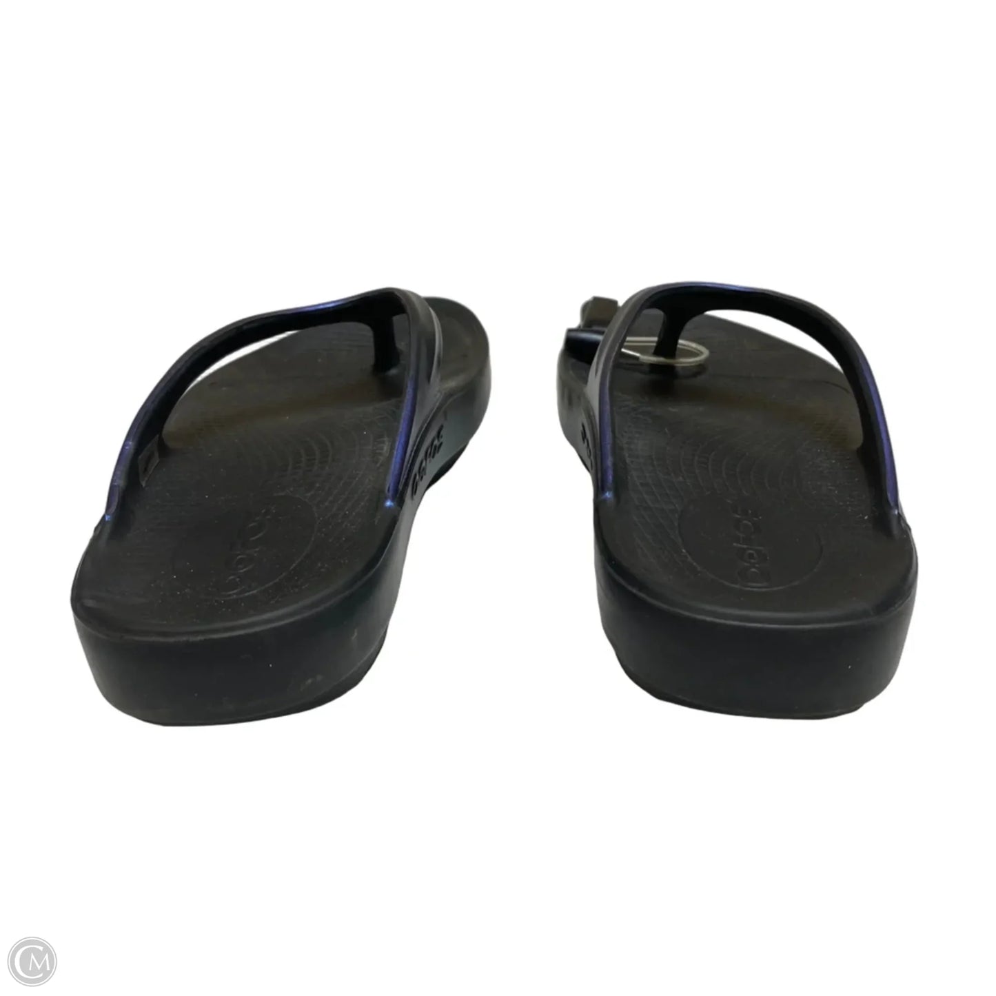 Sandals Flip Flops By Oofos In Black & Blue, Size: 8