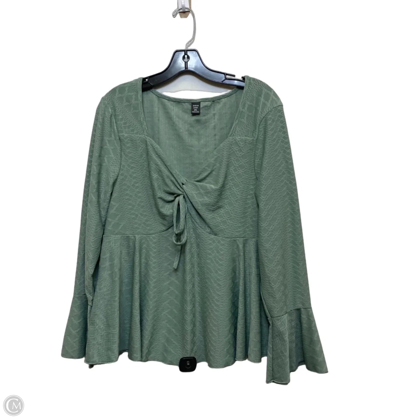 Top 3/4 Sleeve By Shein In Green, Size: 2x