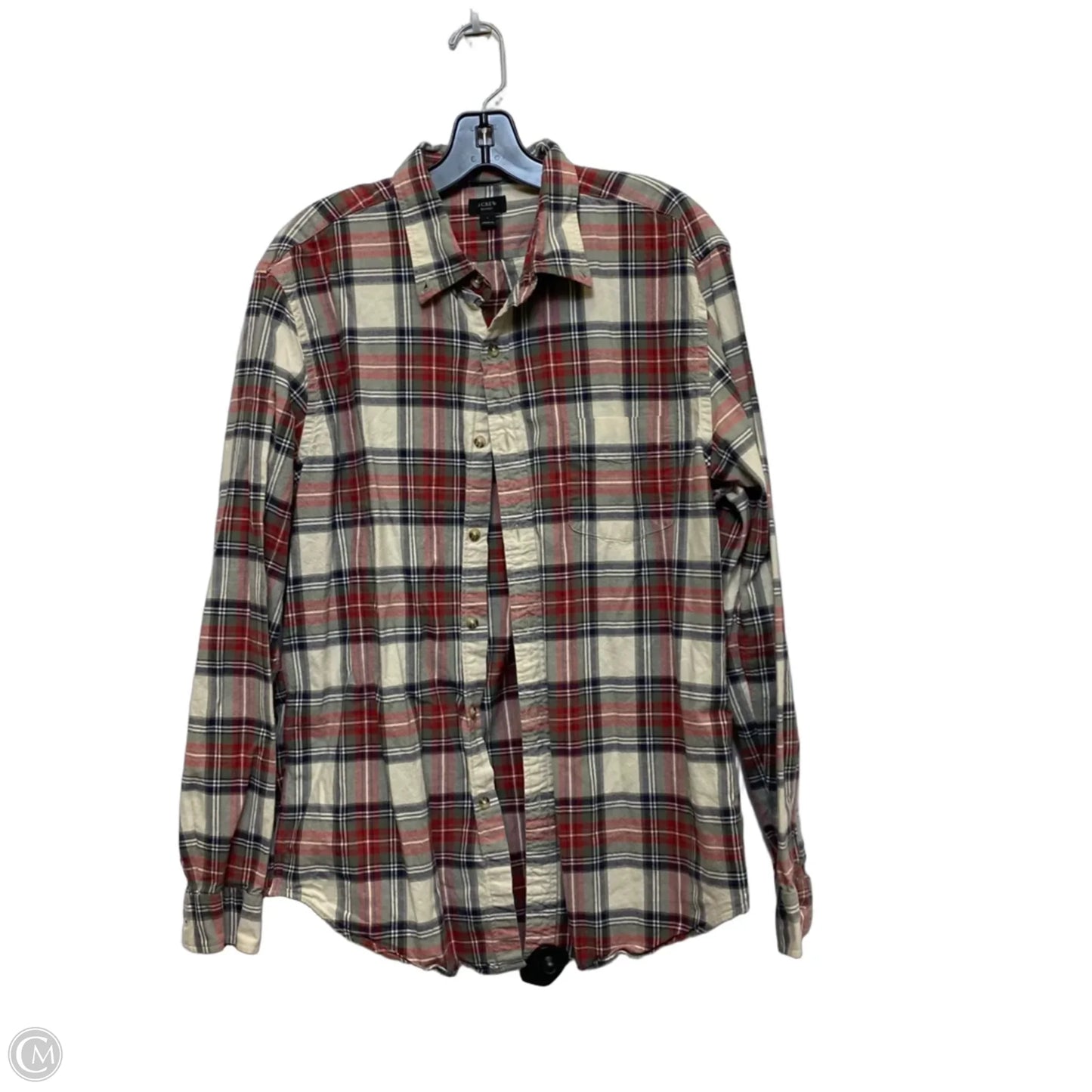Top Long Sleeve By J. Crew In Plaid Pattern, Size: L