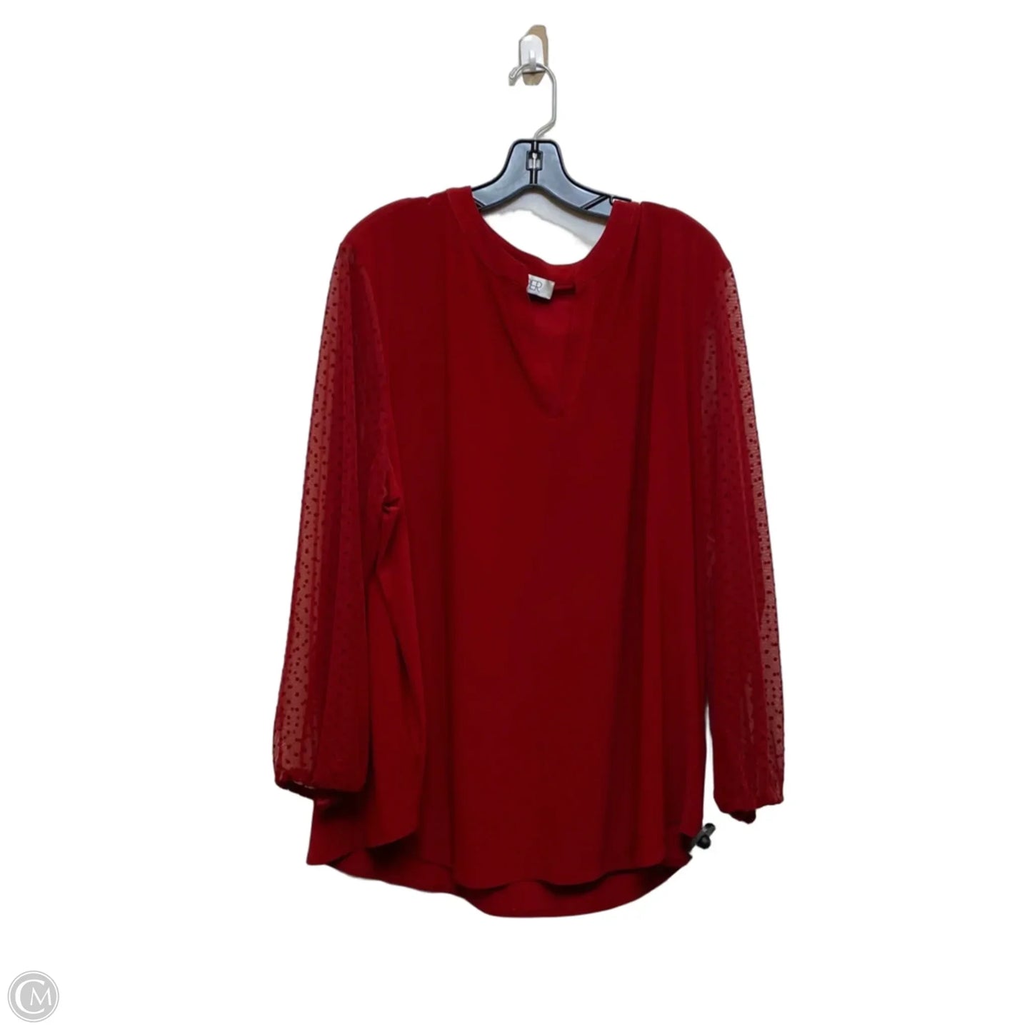 Top Long Sleeve By Kasper In Red, Size: 3x