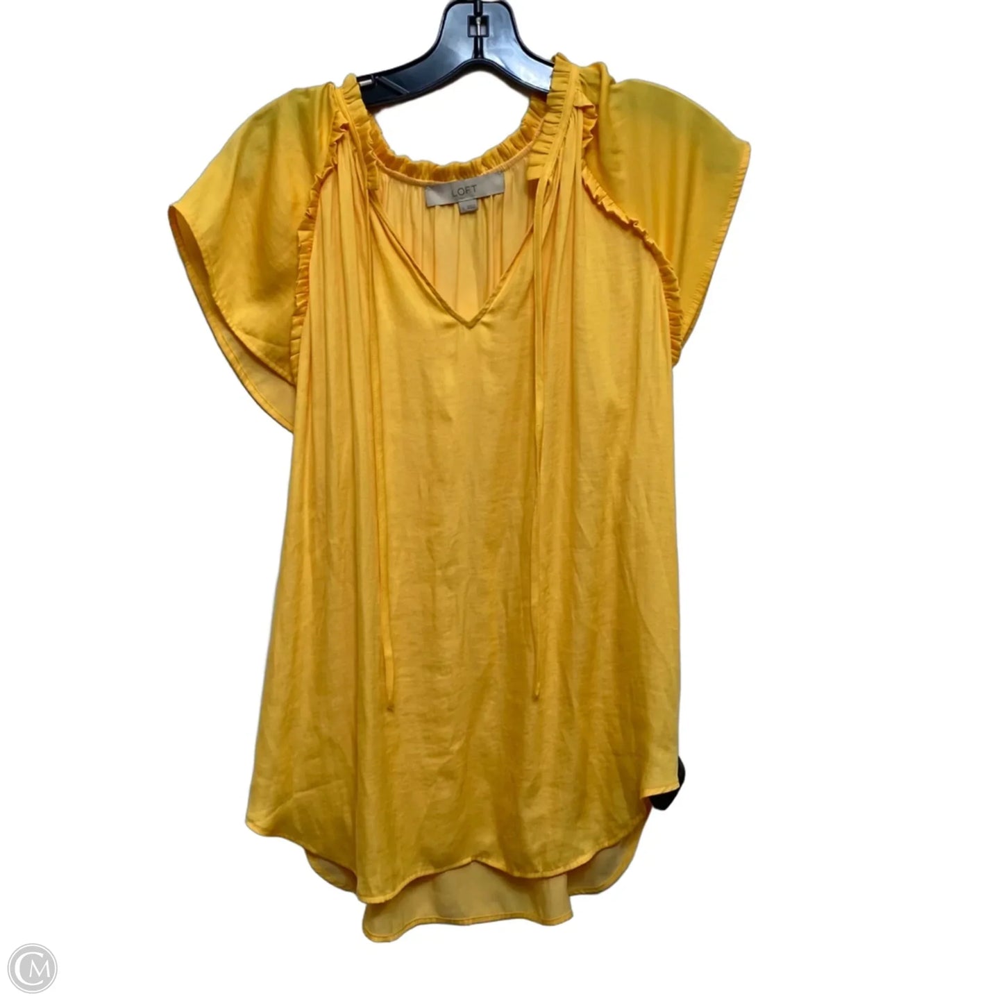 Top Short Sleeve By Loft In Yellow, Size: L