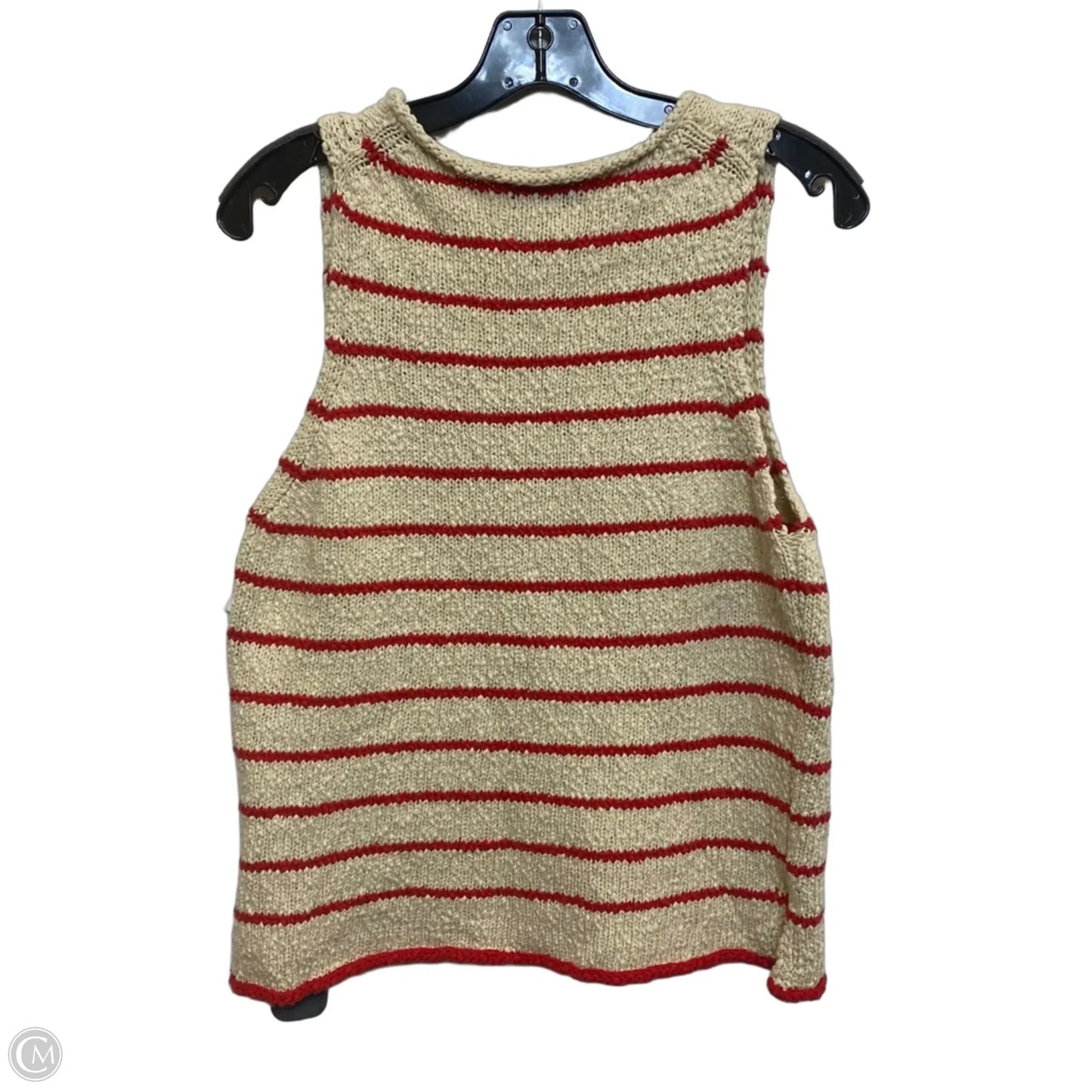 Top Sleeveless By Evereve In Cream & Red, Size: M