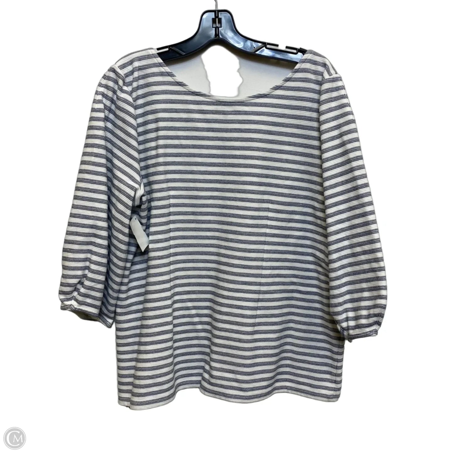 Top Short Sleeve By Talbots In Blue & White, Size: 1x