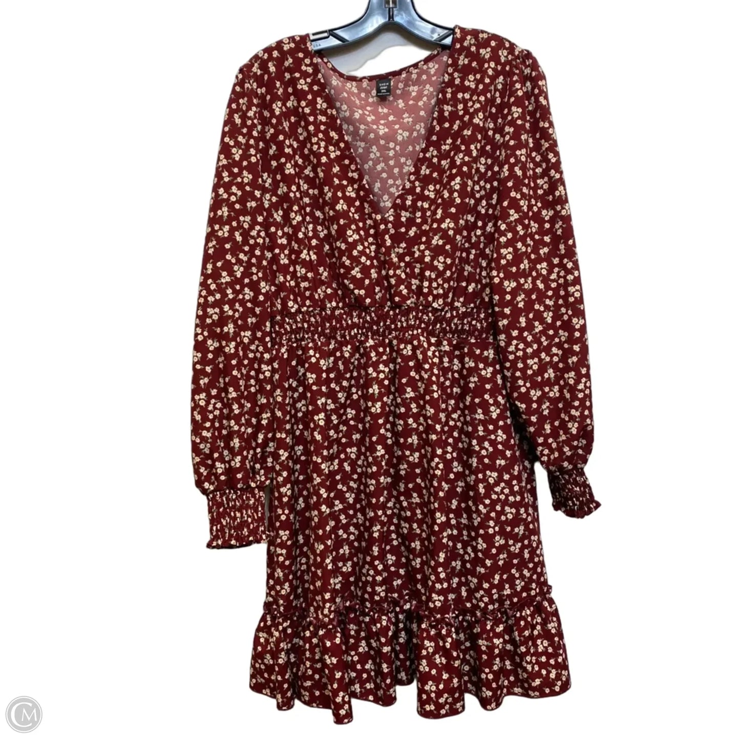 Dress Casual Short By Shein In Red & Tan, Size: 2x