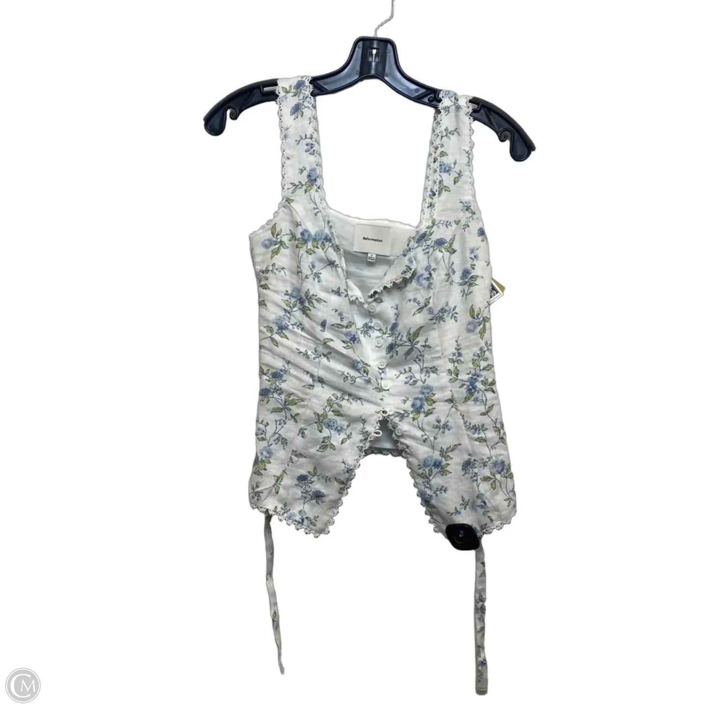 Top Sleeveless By Reformation In Blue & White, Size: Xs