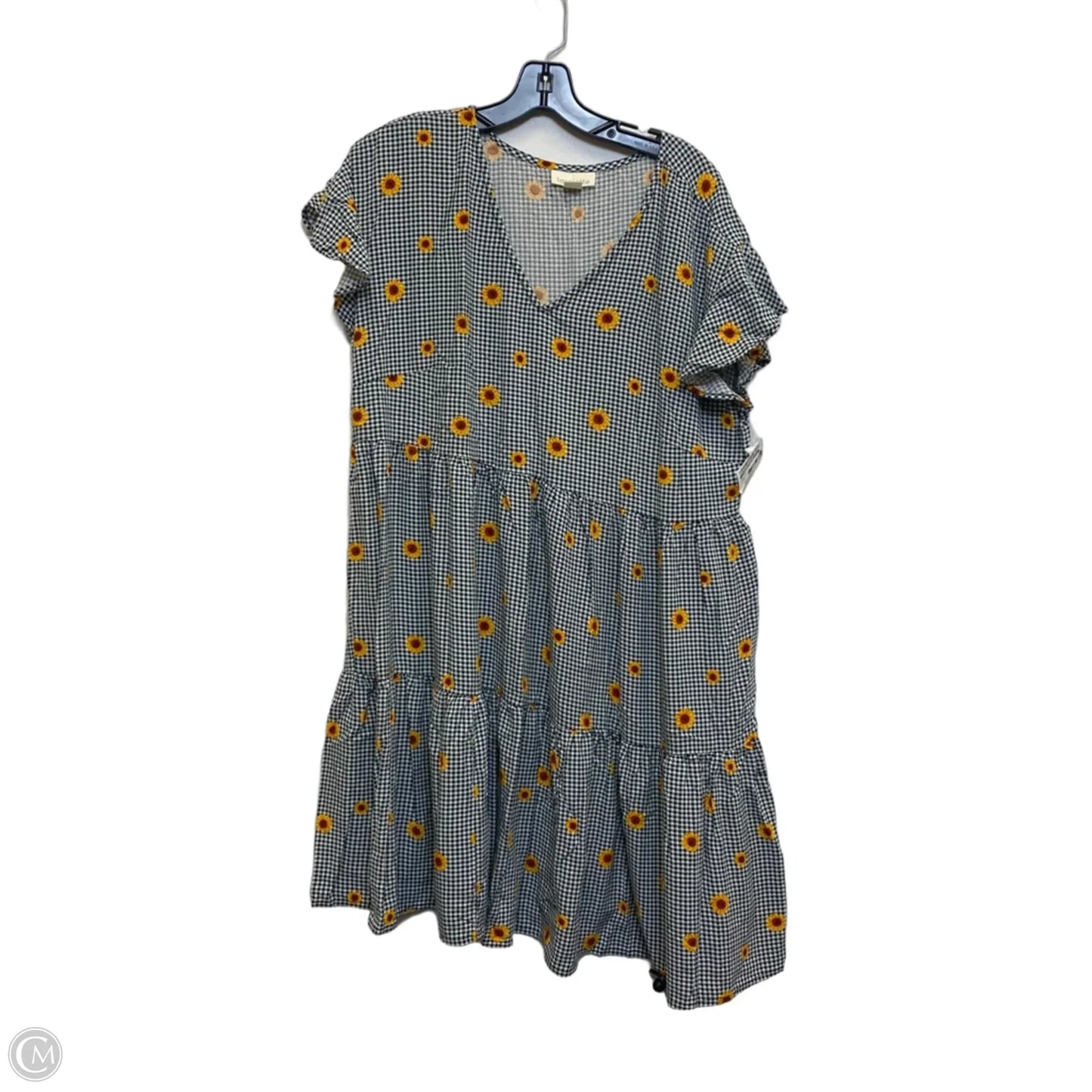 Top Short Sleeve By Loralette In Black & White, Size: 2x