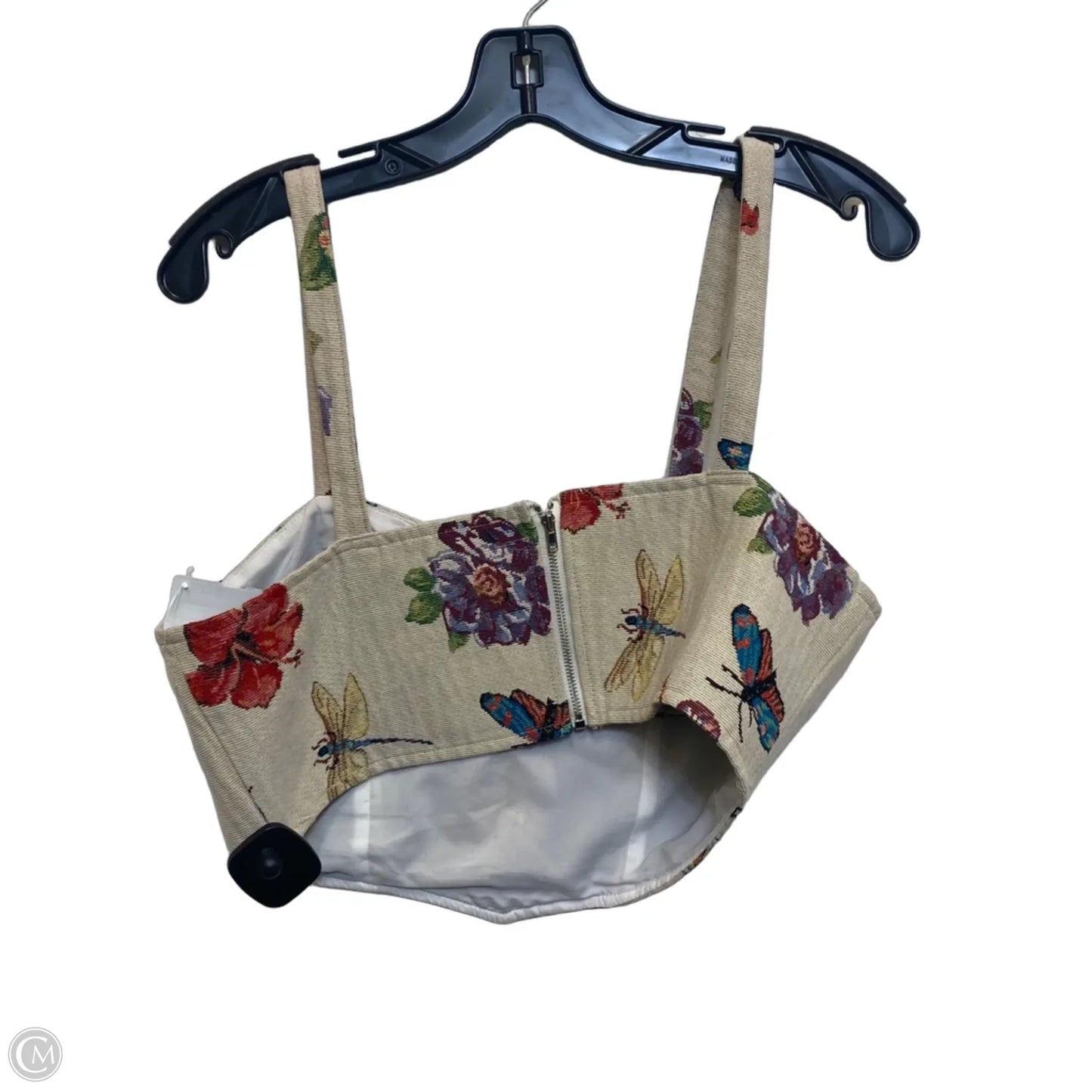 Top Sleeveless By Cider In Cream & Orange, Size: L