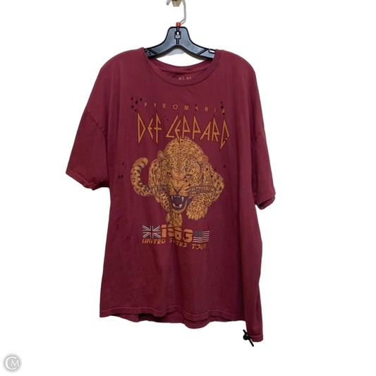 Top Short Sleeve By Def Leppard In Red, Size: Sp