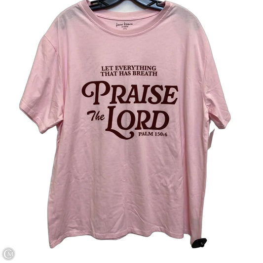 Top Short Sleeve Basic By Free Kisses In Pink, Size: 1x