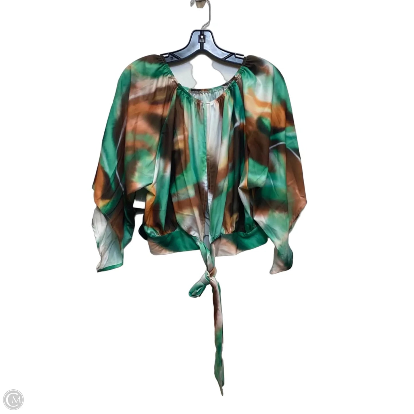 Top Short Sleeve By Cmf In Brown & Green, Size: Xl