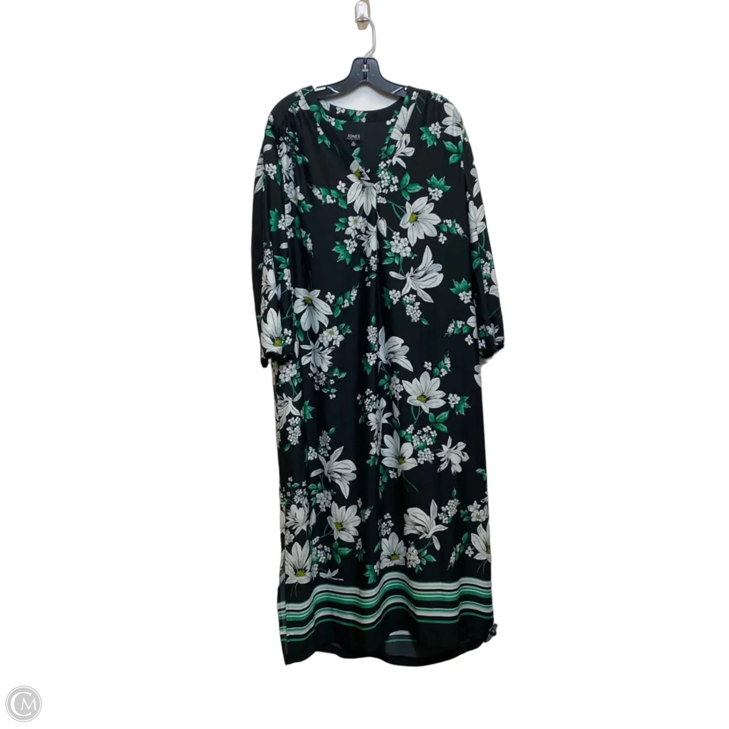 Dress Casual Maxi By Jones New York In Black & Green, Size: Xl