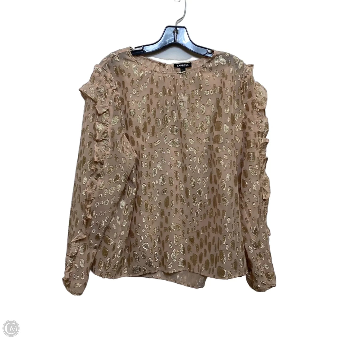 Top Long Sleeve By Express In Gold & Pink, Size: L