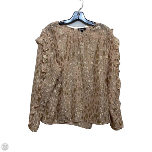 Top Long Sleeve By Express In Gold & Pink, Size: L