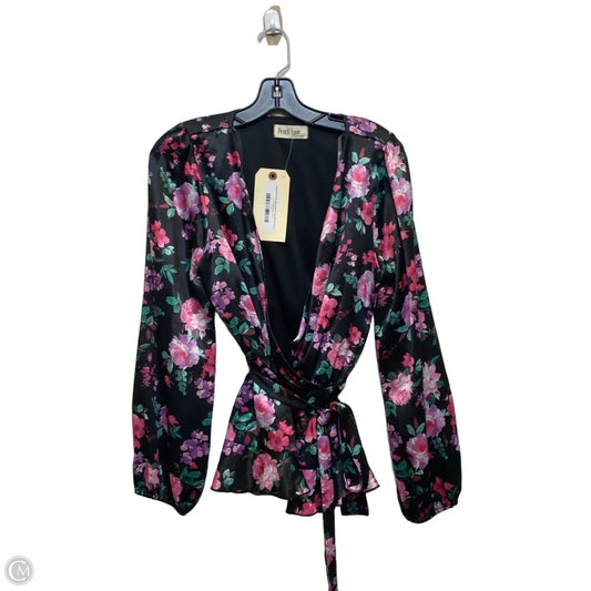 Top Long Sleeve By Peach Love Cream California In Black & Purple, Size: L