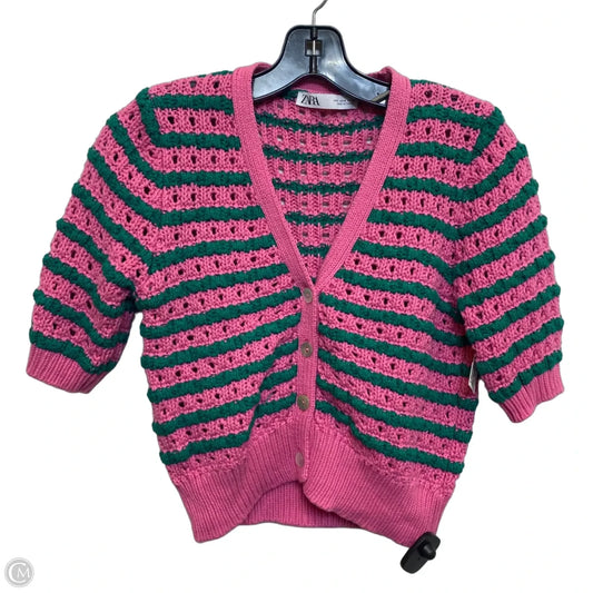 Sweater Short Sleeve By Zara In Green & Pink, Size: S