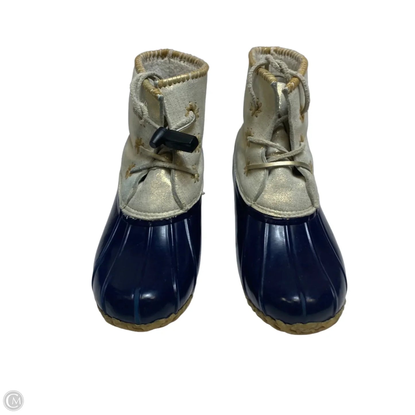 Boots Ankle Flats Designer By Jack Rogers In Blue & Grey, Size: 10