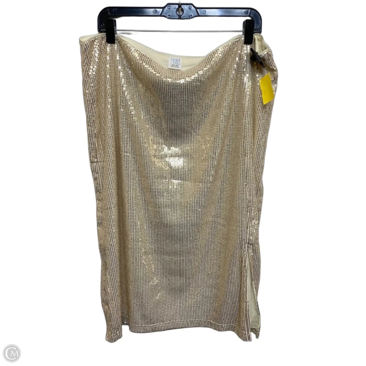Skirt Midi By Time And Tru In Gold, Size: Xxl